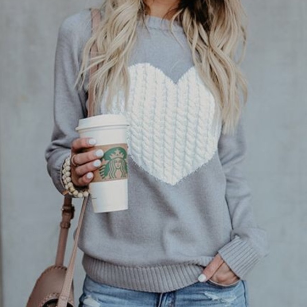 RESTOCK BEST SELLER Gray HEART ♥️ - SWEATER - Picture 2 of 5